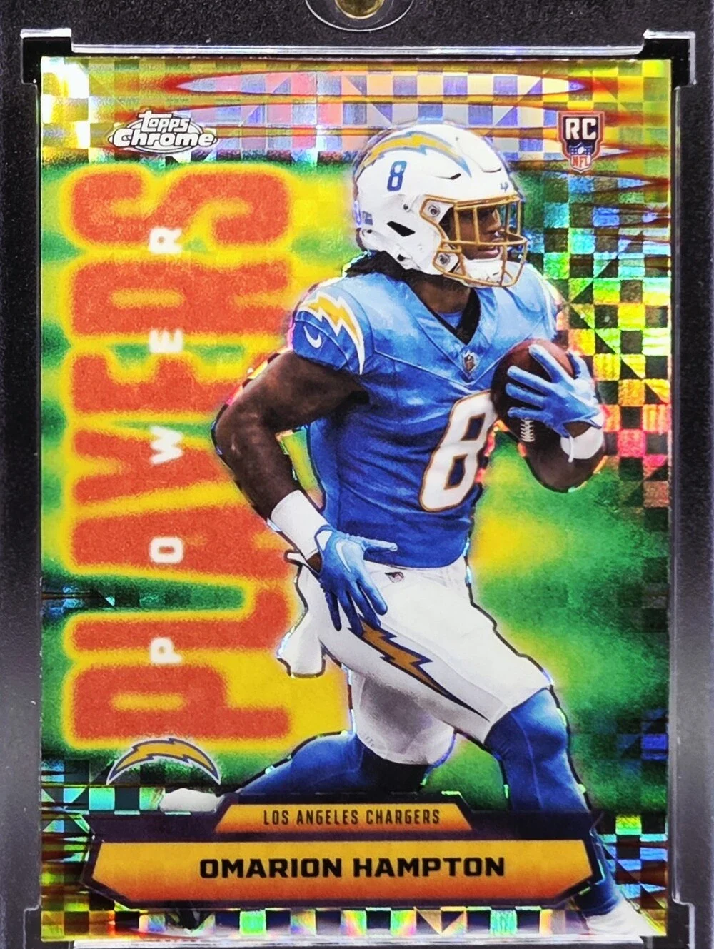 Omarion Hampton 2025 Topps Chrome X-Fractor RC-Power Players #PP-17 –LA Chargers